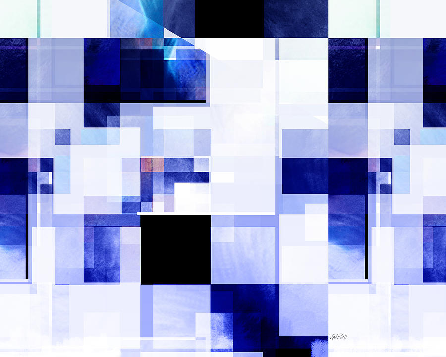 Blue and White Squares Two -abstract -art Digital Art by Ann Powell