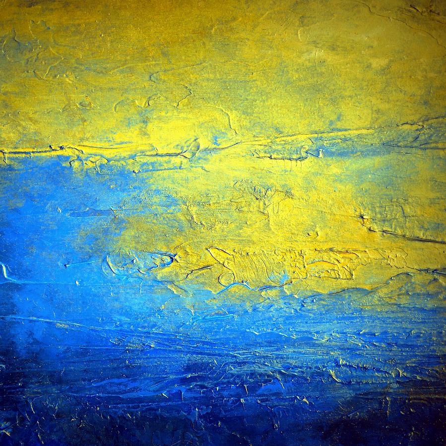 Blue and Yellow Abstract Painting SIRIUS the brightest glow in the