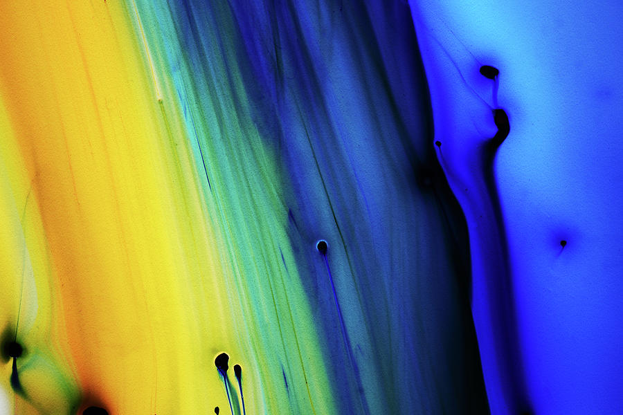 Blue And Yellow Dyes In Liquid Photograph by Mimi  Haddon
