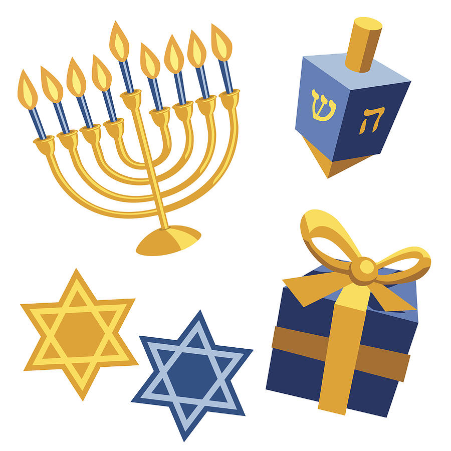 Blue and yellow Hanukkah templates on white background Drawing by AtomicCupcake