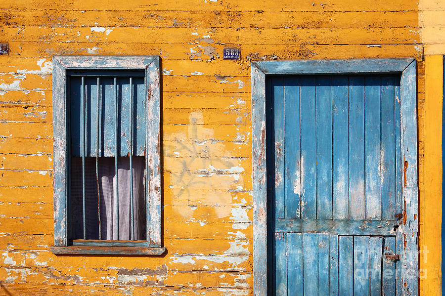 Blue Door Photograph - Blue and Yellow House by James Brunker