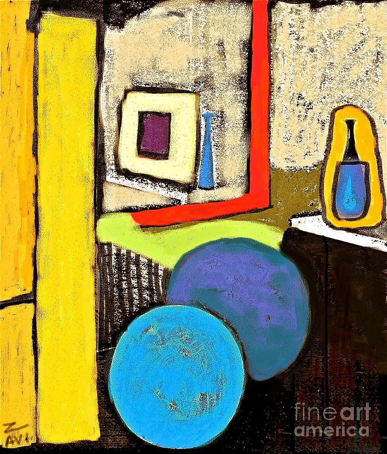 Ball Painting - Blue and yellow interior. by Avi Zamir