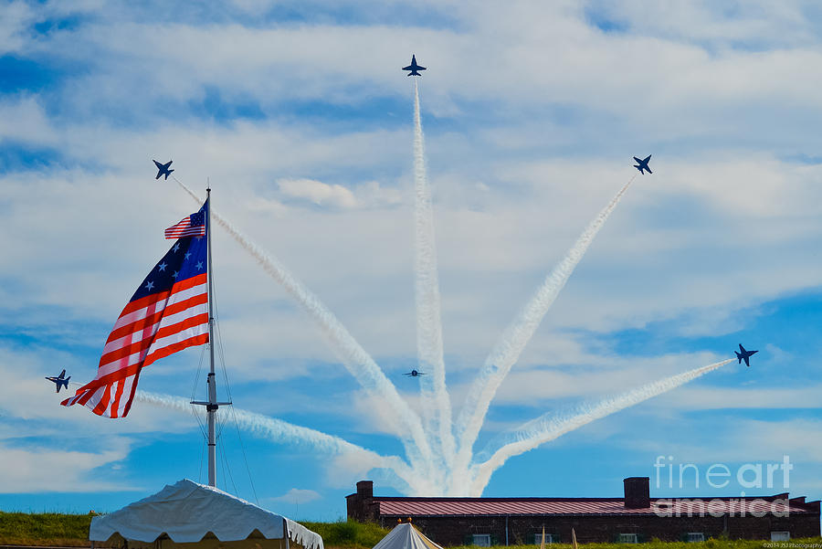 Blue Angels Bomb Burst in Air over Fort McHenry Finale Photograph by Jeff at JSJ Photography