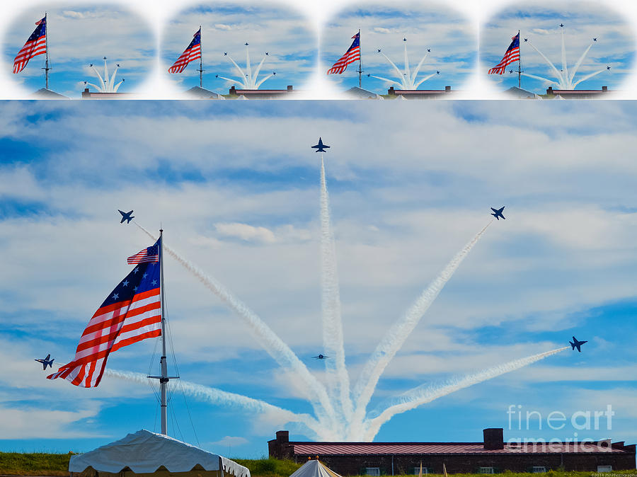 Blue Angels Bomb Burst in Air over Fort McHenry Vignette Series Photograph by Jeff at JSJ Photography