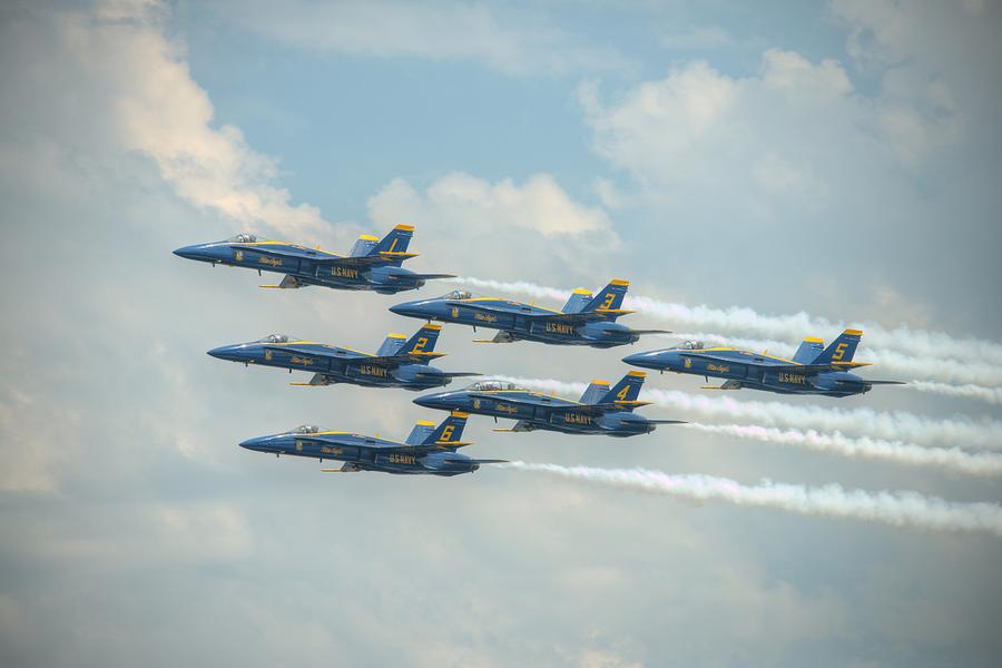 Airplane Photograph - Blue Angels Delta Pass by Jeff Cook