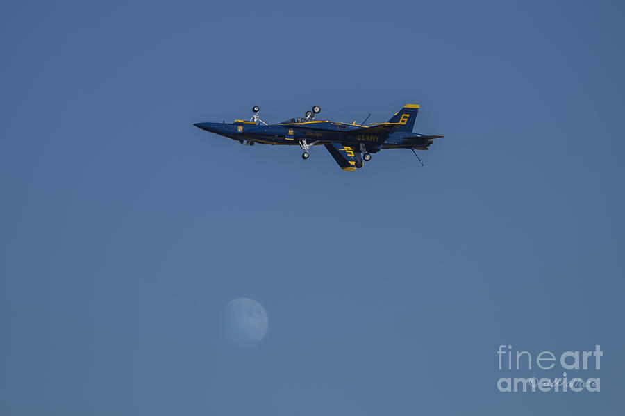 Blue Angels Double Over Moon 1 Photograph by D Wallace