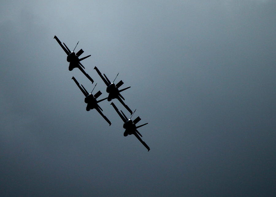 Blue Angels in Silhouette Photograph by Saya Studios