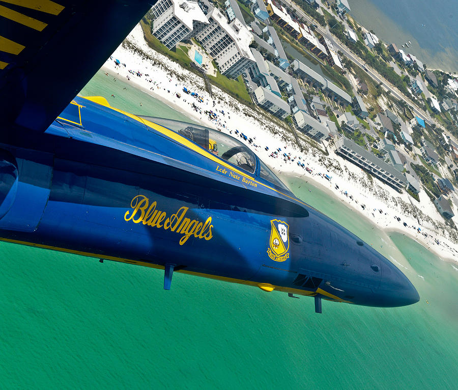 Blue Angels over Pensacola Beach Photograph by JC Findley