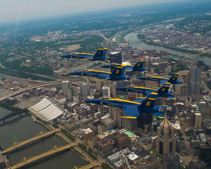 Blue Angels over Pittsburg Photograph by JC Findley