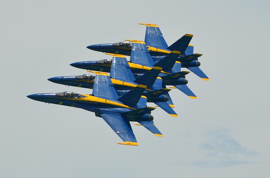 Blue Angels Practice Echelon Formation Photograph by Jeff at JSJ Photography