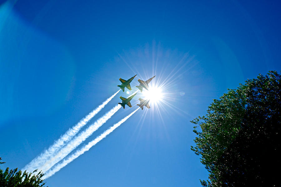 Blue Angels with the Sun Photograph by Hisao Mogi