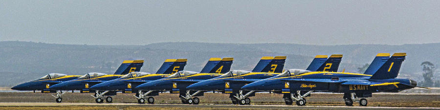 Blue Angles F 111s on Tarmac Photograph by L J Oakes
