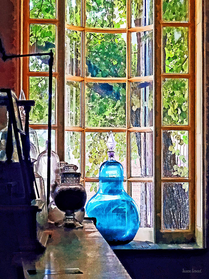 Blue Apothecary Bottle Photograph by Susan Savad