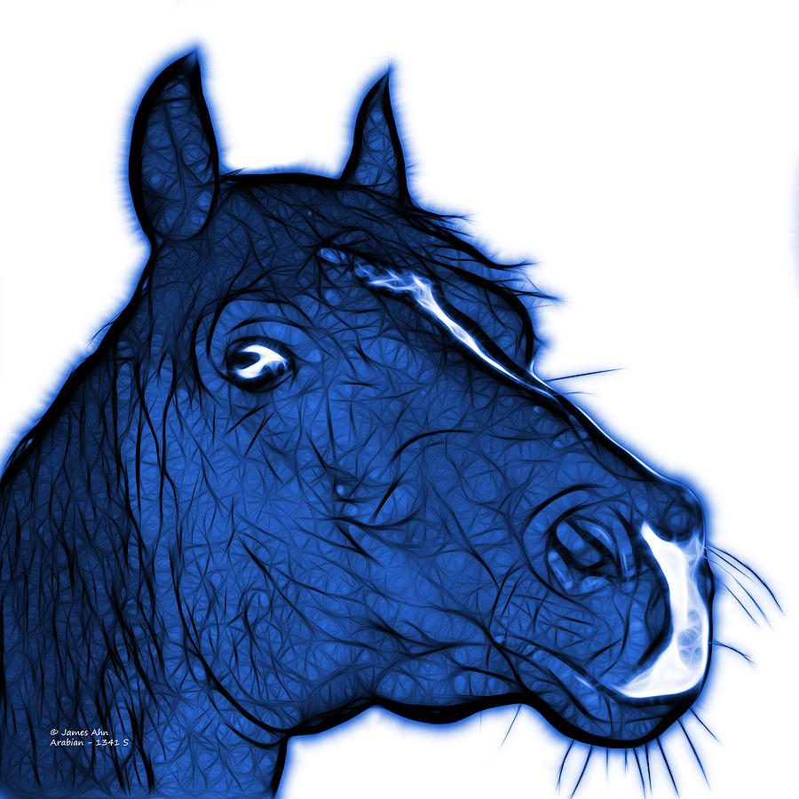 Animal Digital Art - Blue Arabian Horse - 1341 S by James Ahn