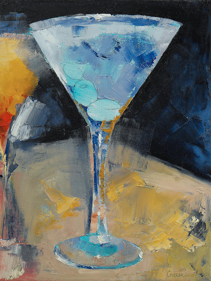 Blue Art Martini Painting by Michael Creese