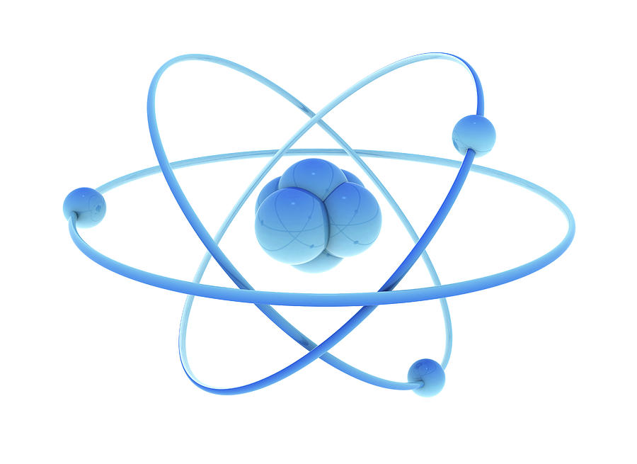 Blue Atoms And Nucleus Photograph by Jesper Klausen / Science Photo Library