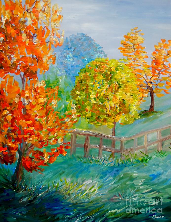 Blue Autumn Painting by Eloise Schneider Mote