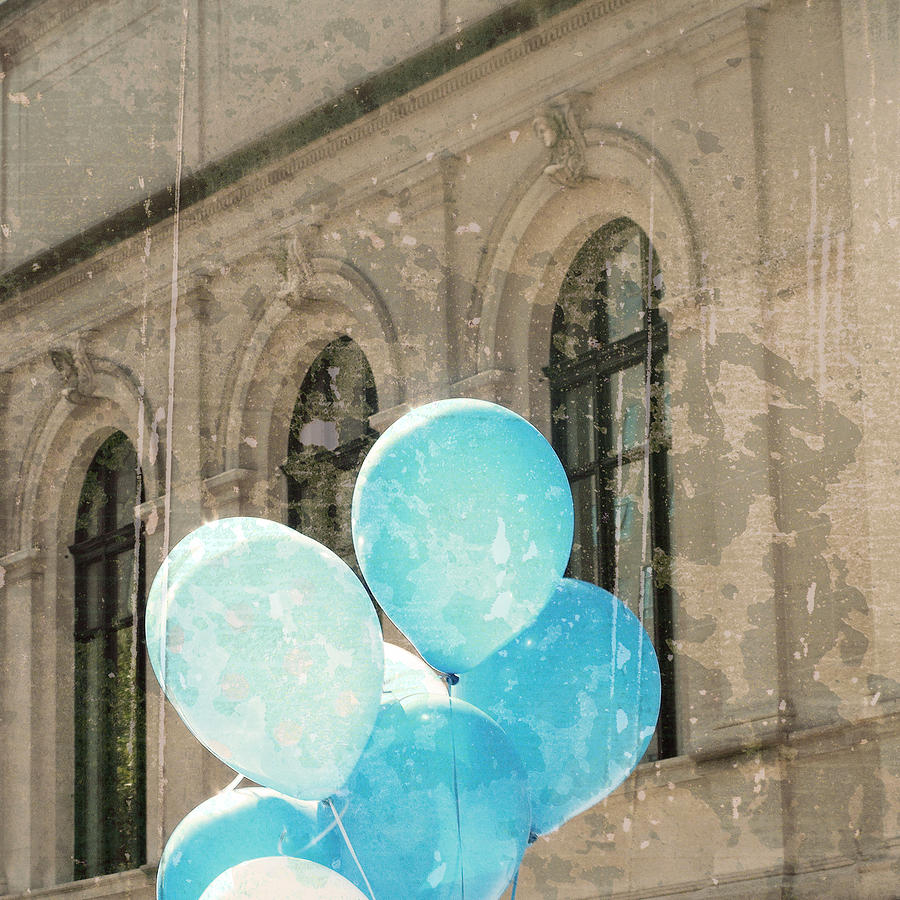 Vintage Photograph - Blue Balloons by Brooke T Ryan