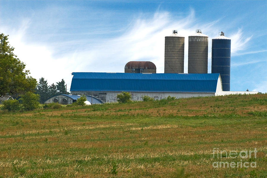 Blue Barn And Silos Photograph by Richard and Ellen Thane