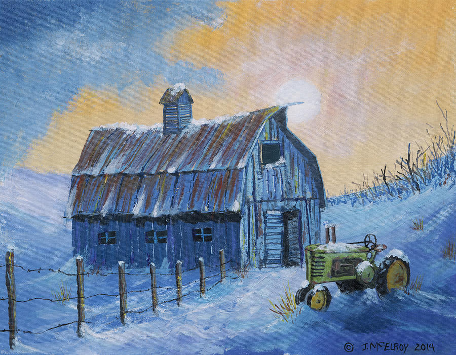 Blue Barn Number 3 Painting by Jerry McElroy