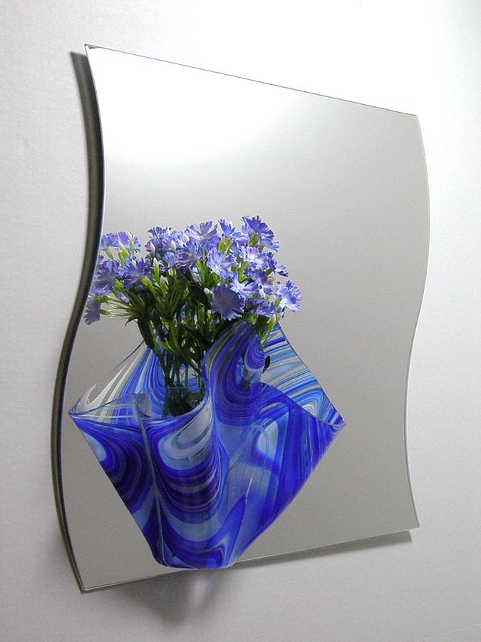Unique Glass Art - Blue Baroque Sconce by Margie Minichiello