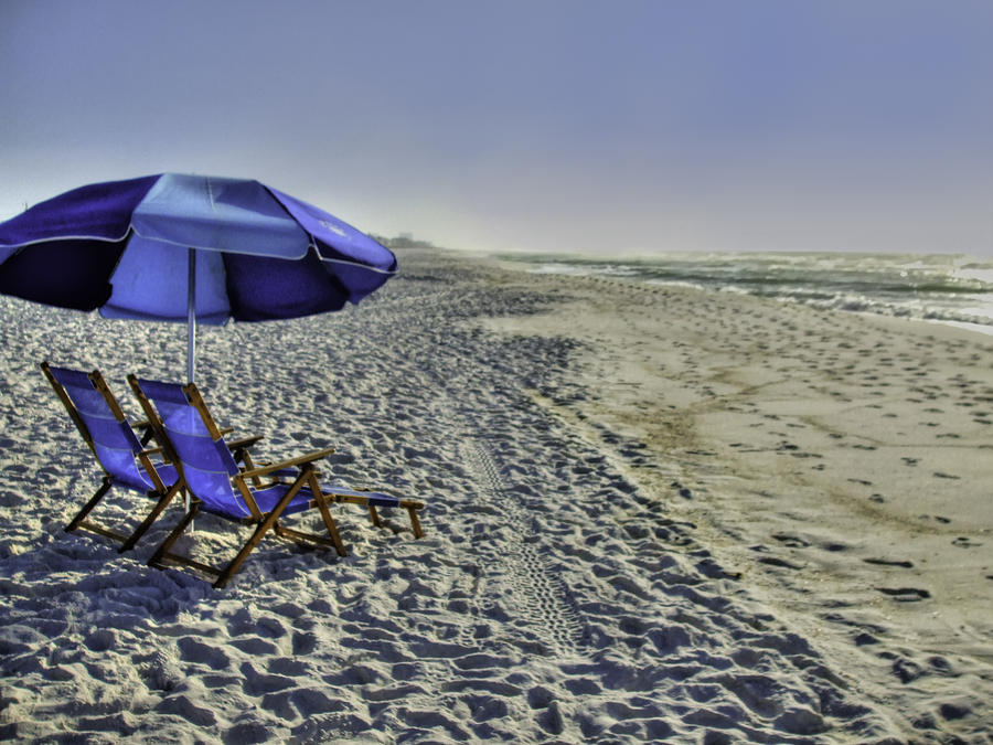 Blue Beach Umbrella Photograph by Tim Stanley