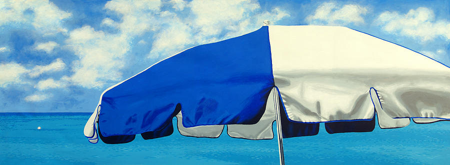 Beach Painting - Blue Beach Umbrellas 1 by Pauline Walsh Jacobson