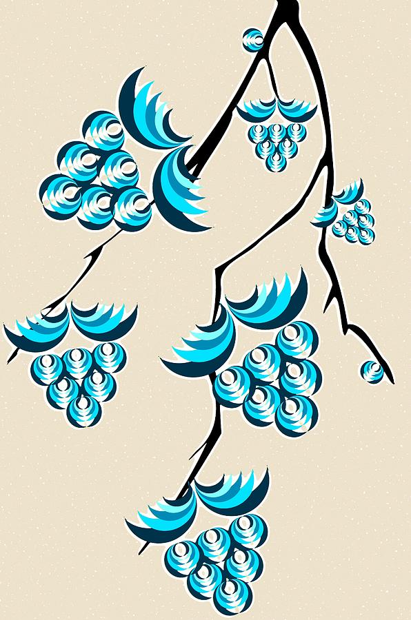 Blue Berries Branch Digital Art by Anastasiya Malakhova
