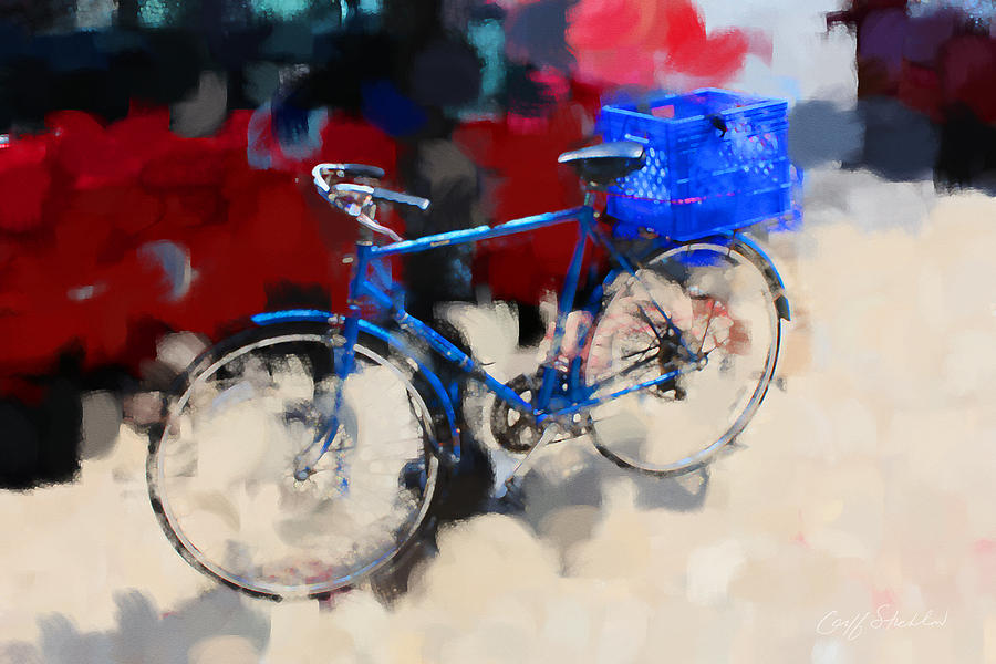 Blue Bicycle Digital Art by Geoff Strehlow