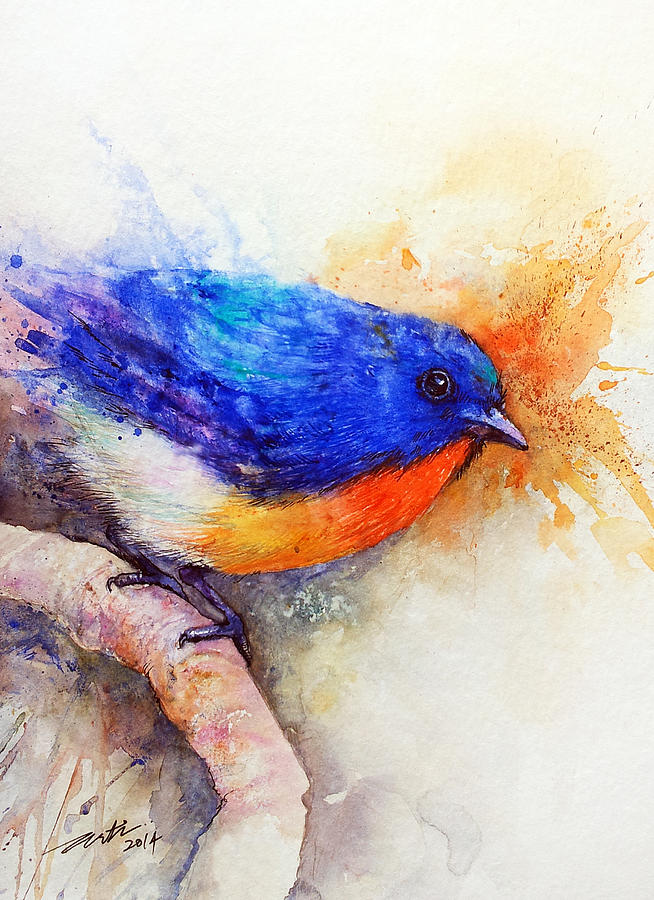 Blue Bird Painting by Arti Chauhan
