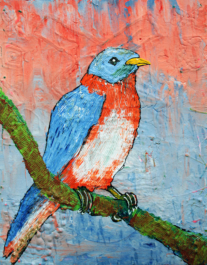 Bird Painting - Blue Bird Beauty by Laura Barbosa