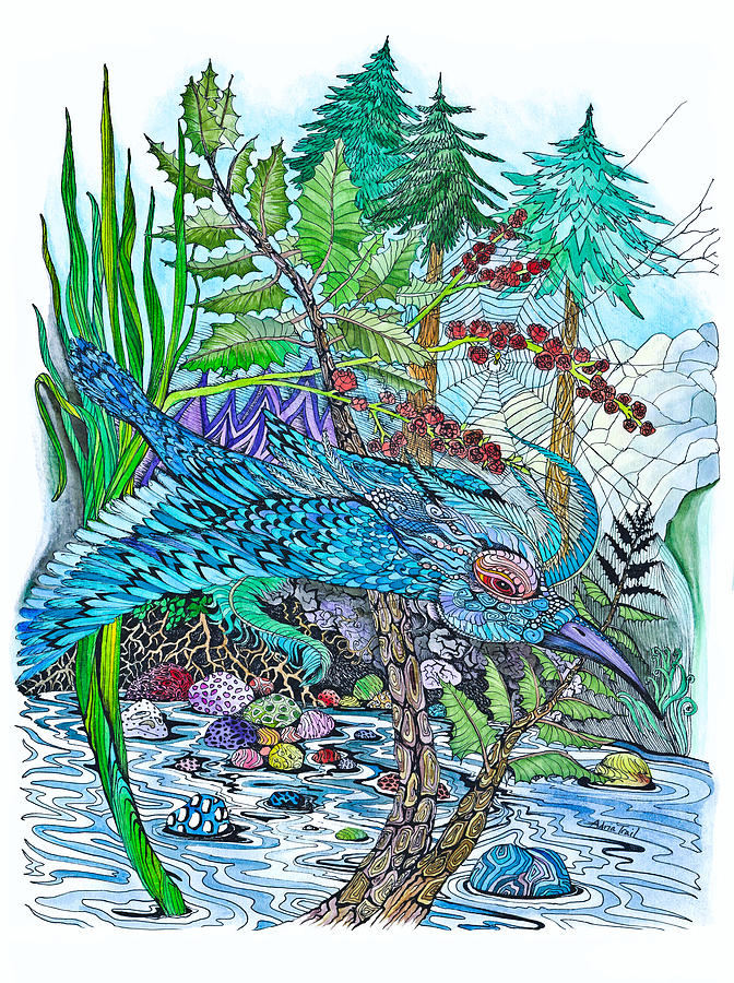 Blue Bird Breezin Drawing by Adria Trail