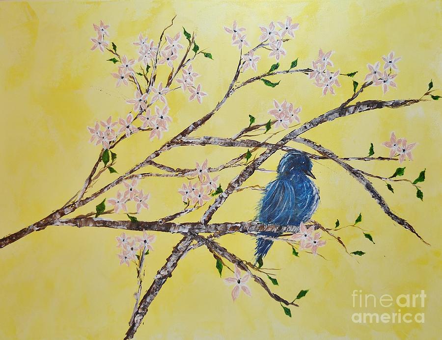 Blue Bird In Spring Painting