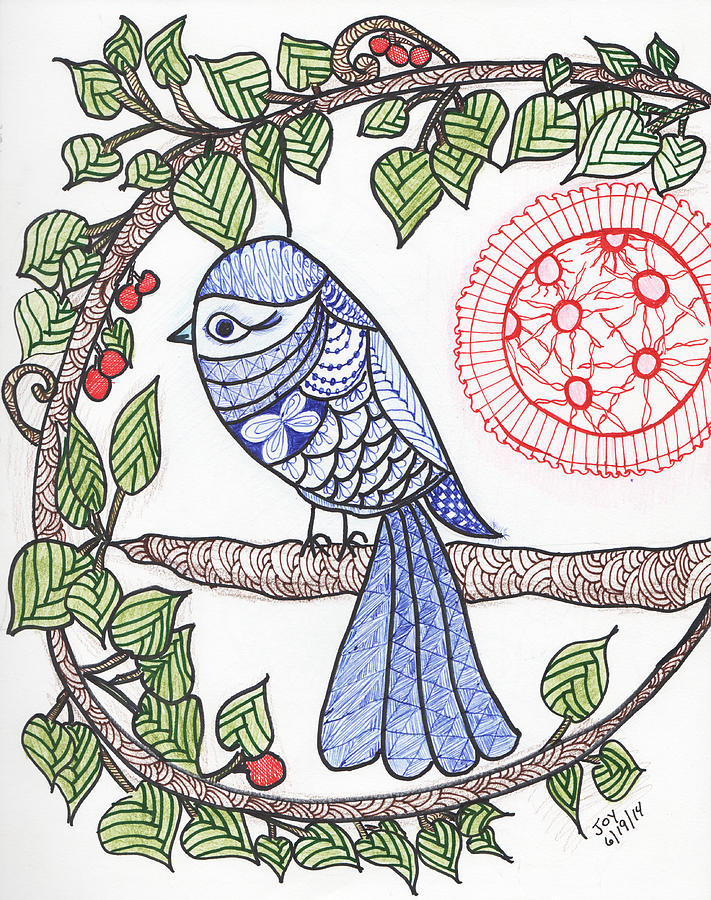 Bird Drawing - Blue bird by Joy Luebbert