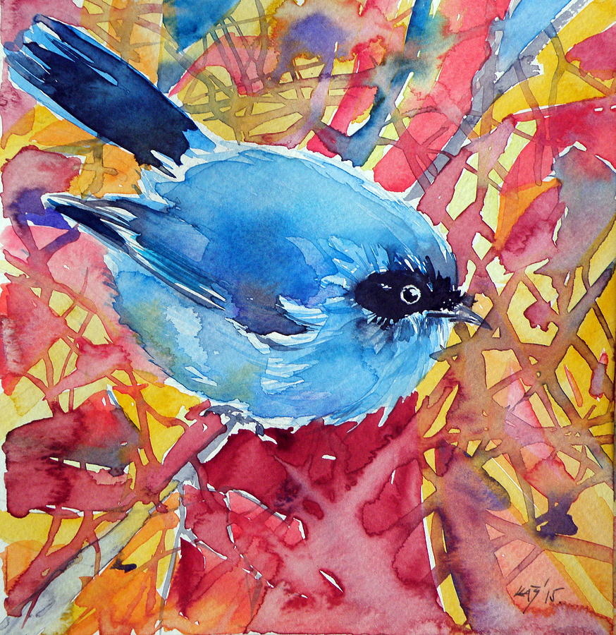 Blue Bird Painting by Kovacs Anna Brigitta