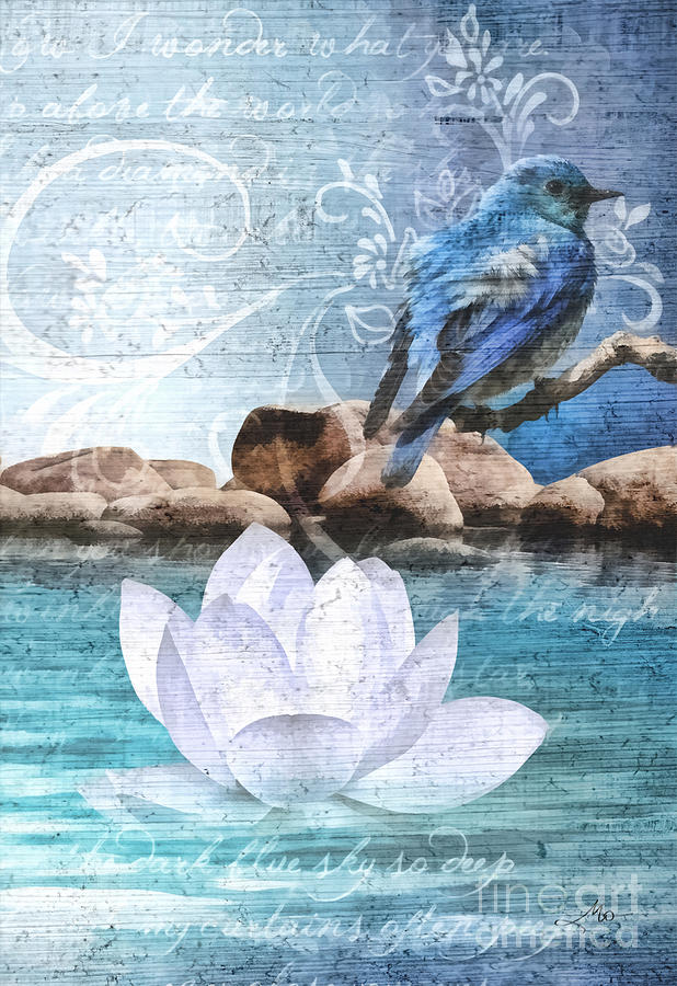 Vintage Painting - Blue Bird by Mo T