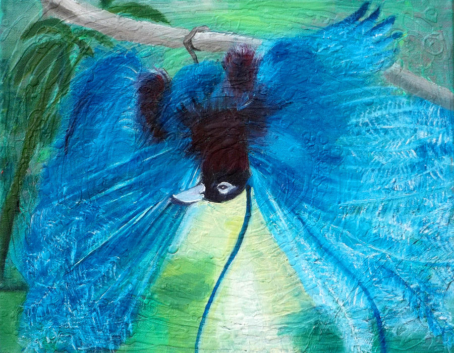 Blue Bird of Paradise Painting by Anne Cameron Cutri