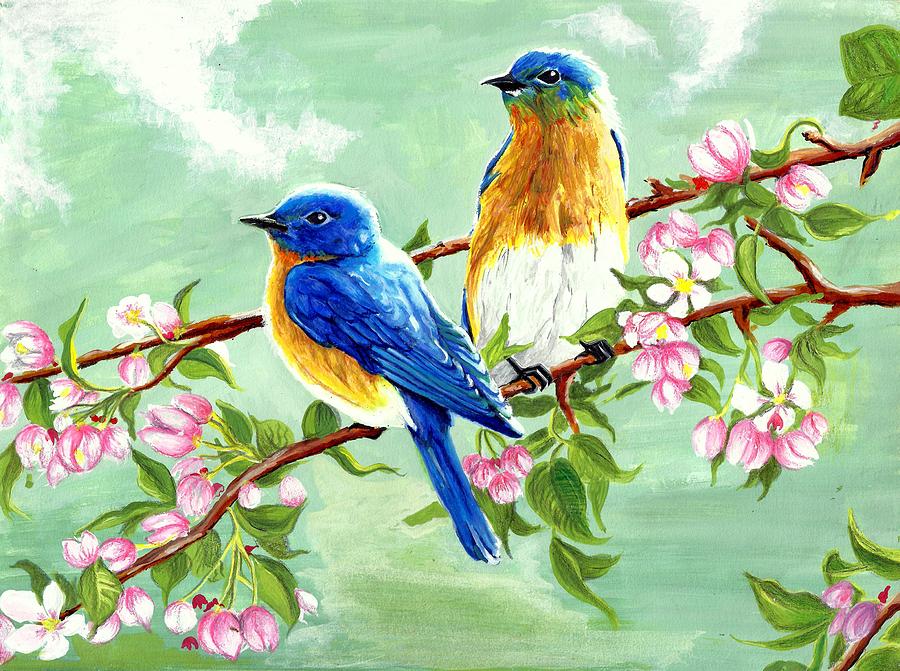 Blue Birds Painting by Aliza Mirza - Fine Art America