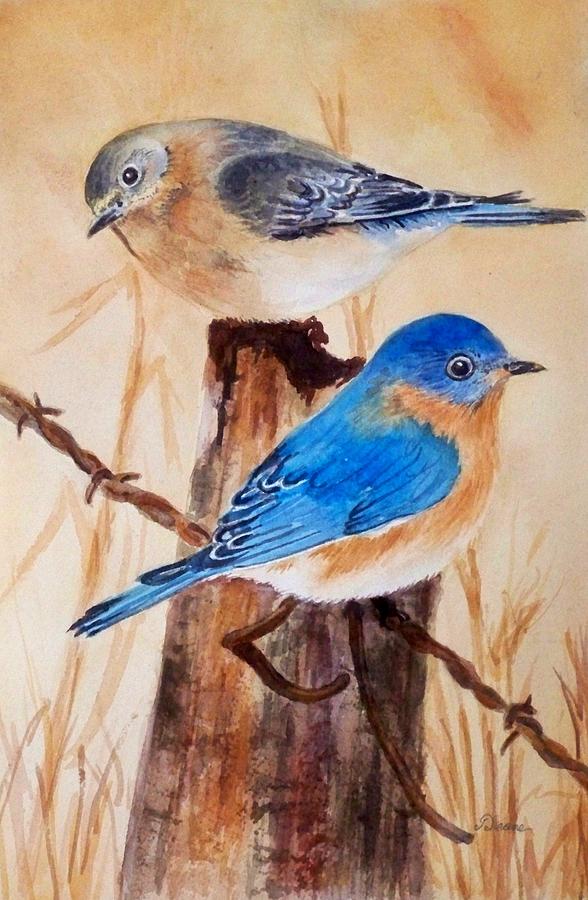 Bird Painting - Blue Birds  by Deane Locke