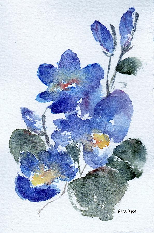 Blue Blooms Painting by Anne Duke