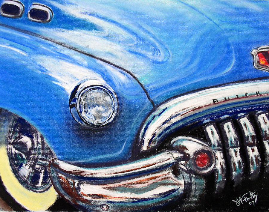 Blue Blue Buick Painting by Michael Foltz
