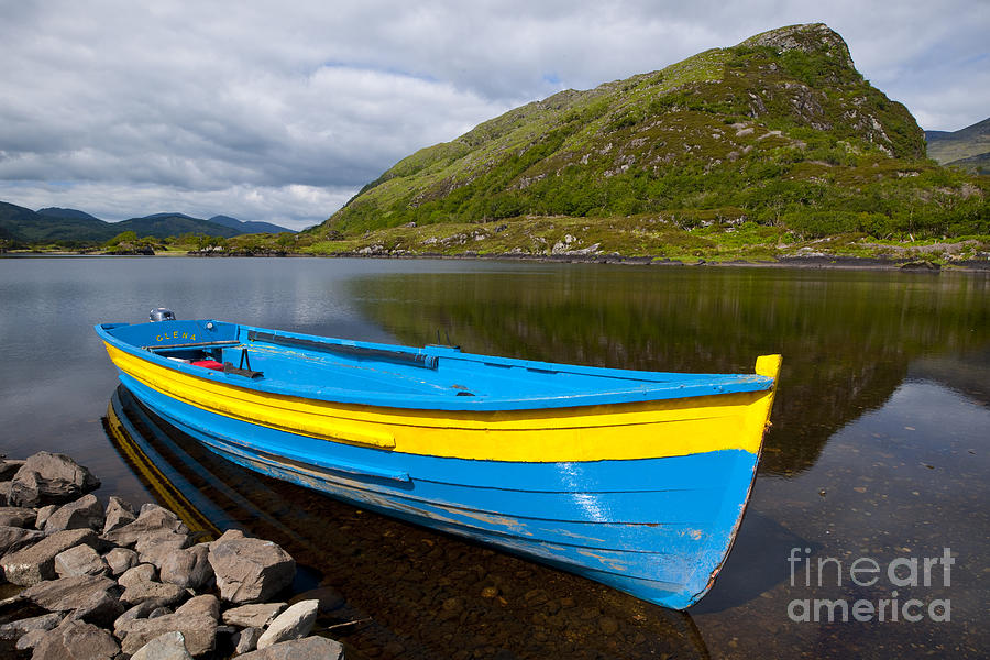 Blue Boat On Muckross Lake, Ireland Photograph by John Shaw