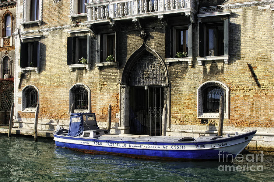 Blue Boat Venice Photograph by Timothy Hacker