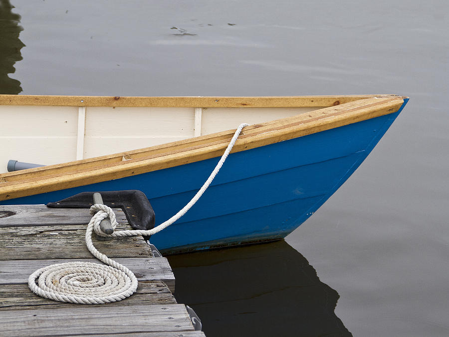 Blue Boat with Coiled Line Photograph by Sandra Anderson