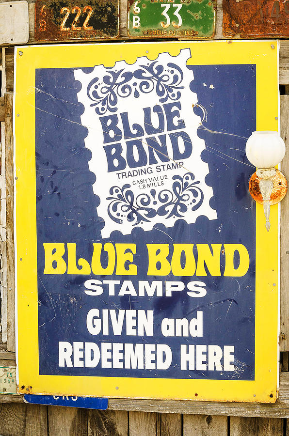 Antique Store Photograph - Blue Bond Savings Stamps by Bruce J Barker