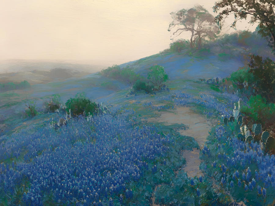 Blue Bonnet Field in San Antonio Painting by Mountain Dreams