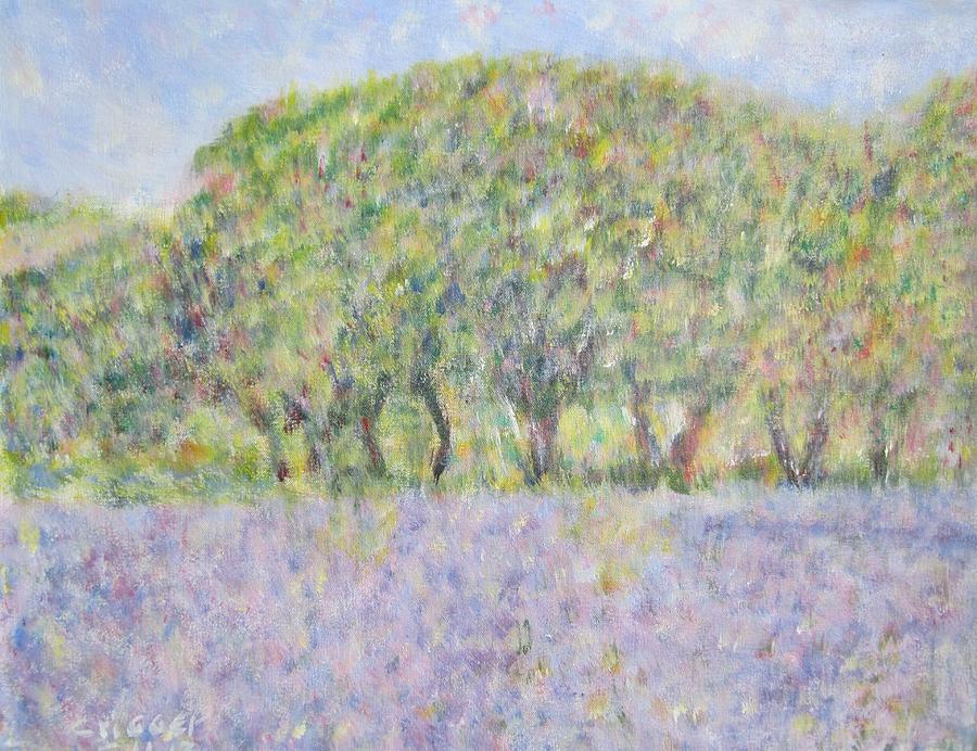 Blue Bonnets  Field in  Texas Painting by Glenda Crigger