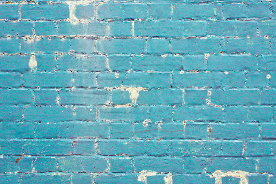 Architecture Photograph - Blue brick wall by Tom Gowanlock