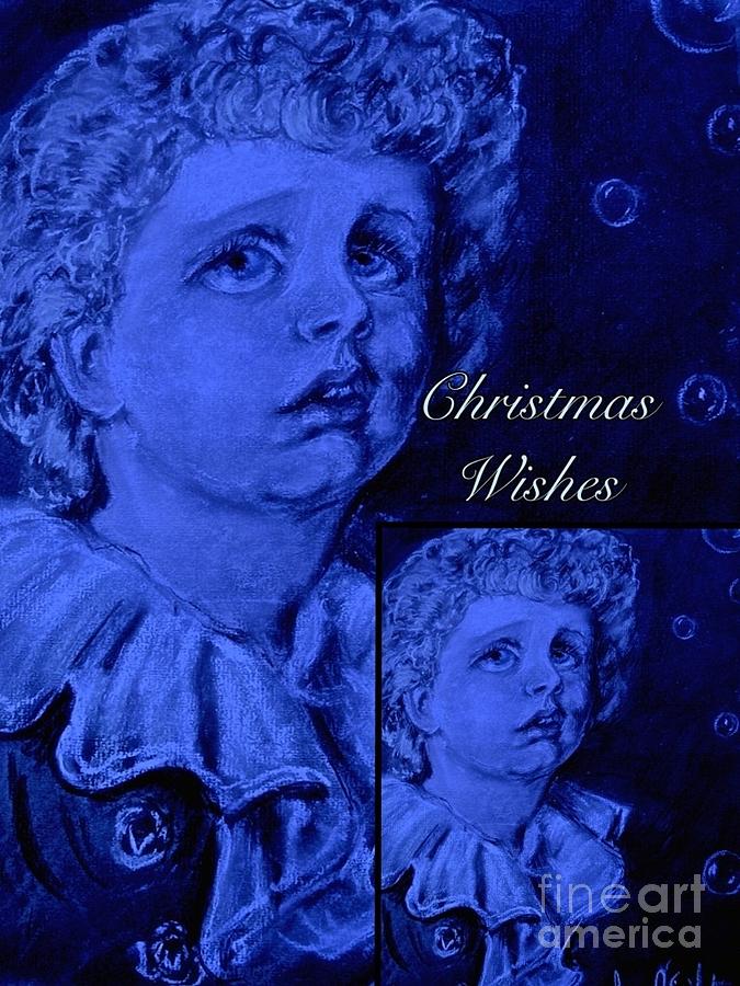 Blue Bubbles Christmas Wishes 2 Mixed Media by Joan-Violet Stretch