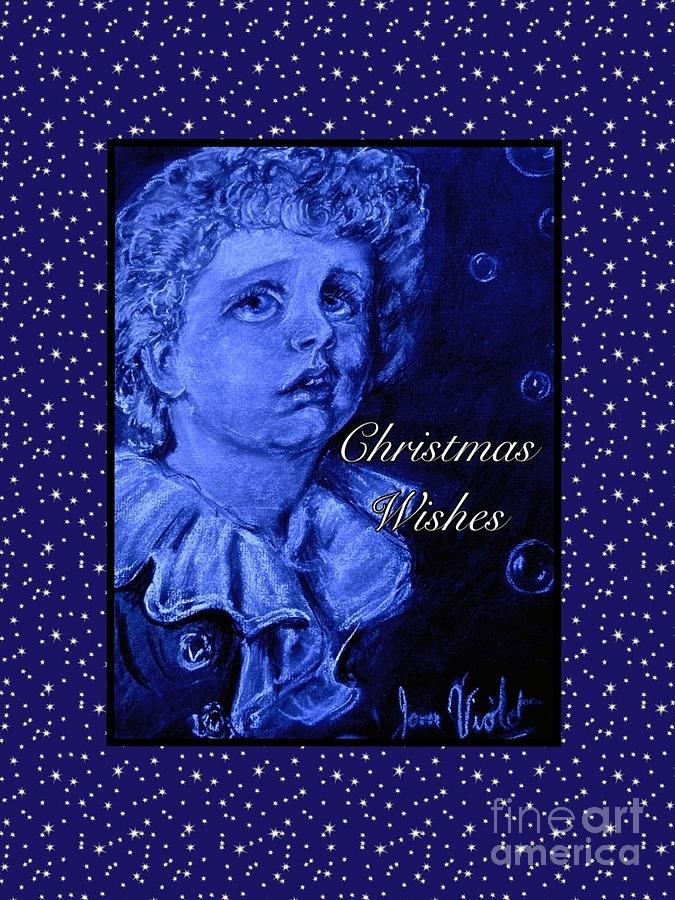 Blue Bubbles Christmas Wishes Mixed Media by Joan-Violet Stretch